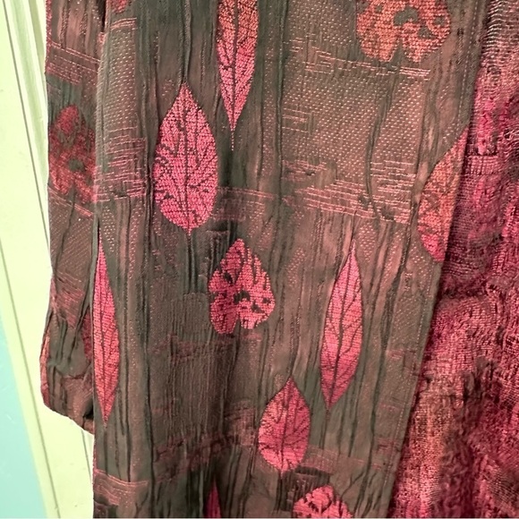 Coldwater Creek Coat Longline Leaf Burgundy L - Picture 5 of 12